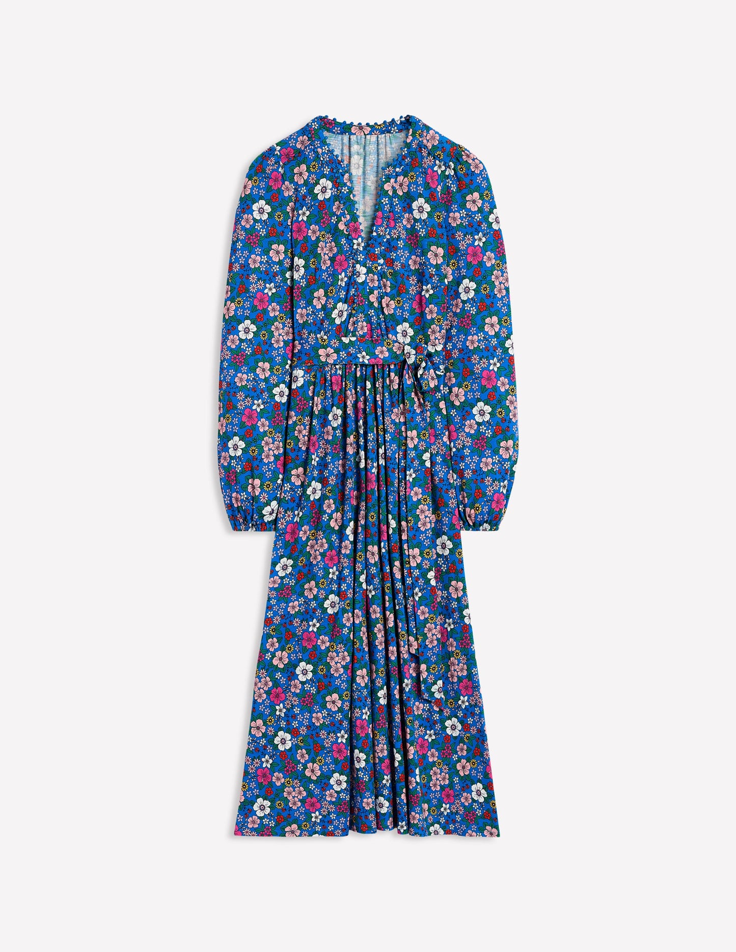 Maeve Trim Jersey Midi Dress-Gallery Blue, Blossom Scatter