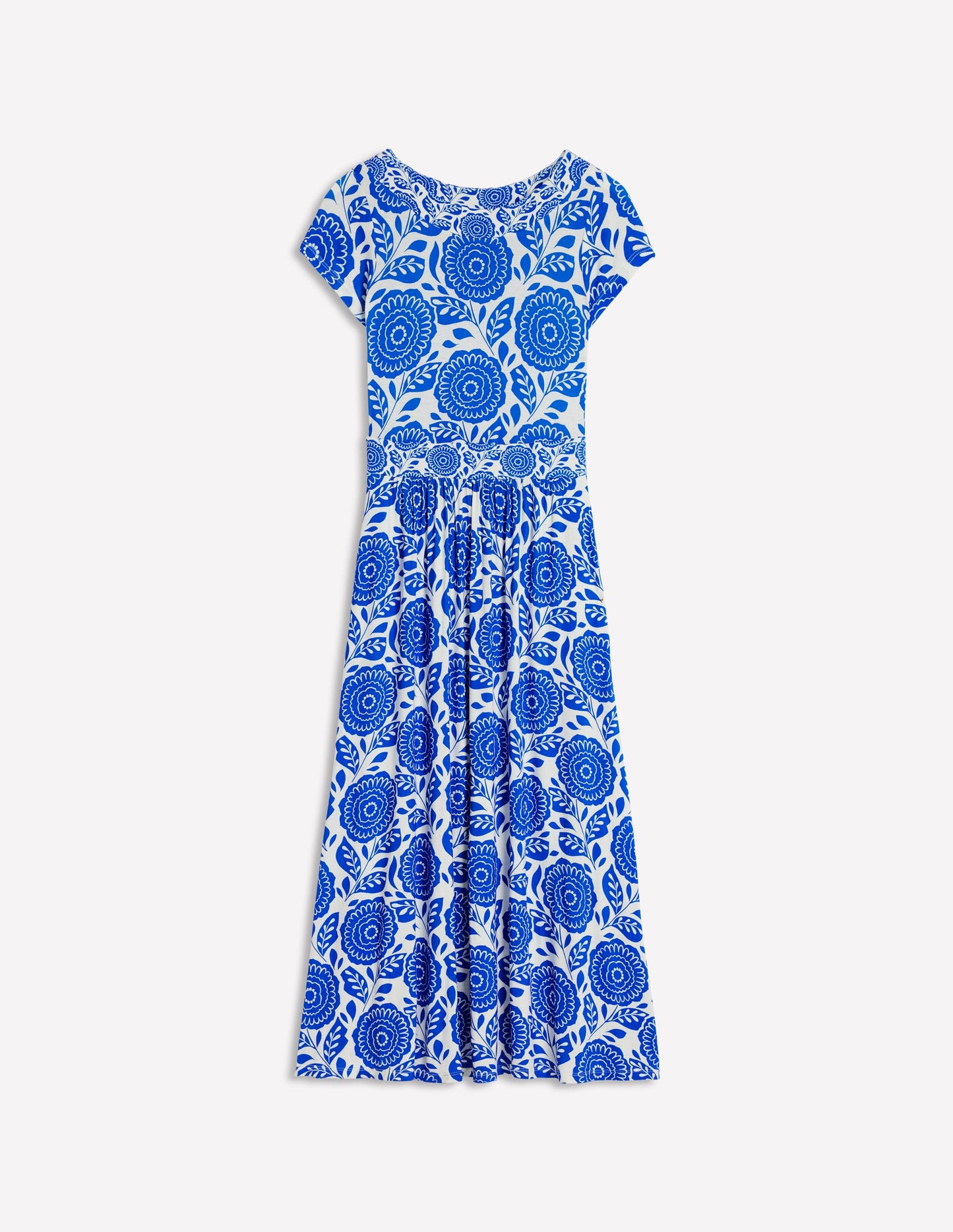 Melanie Jersey Midi Dress-Gallery Blue, Dahlia Stamp