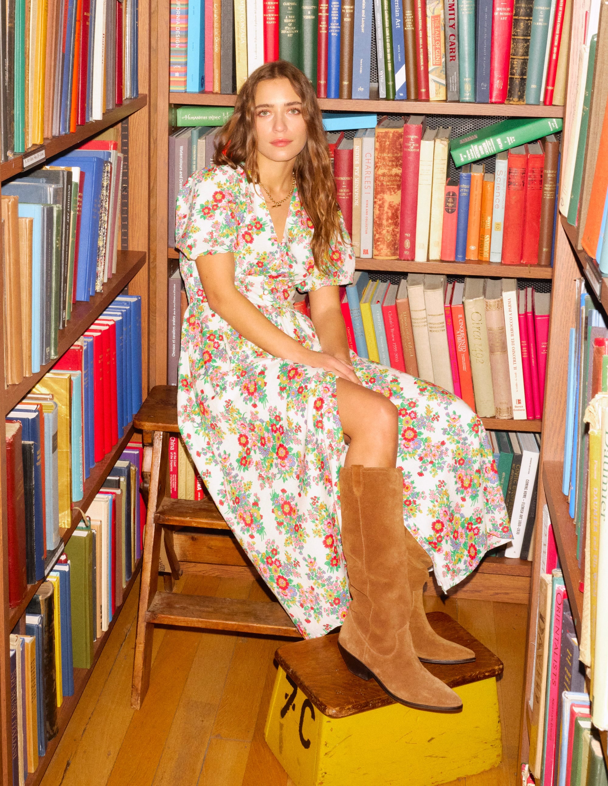 Lillian Cotton Midi Dress-Multi, Bouquet Cluster - Image 2