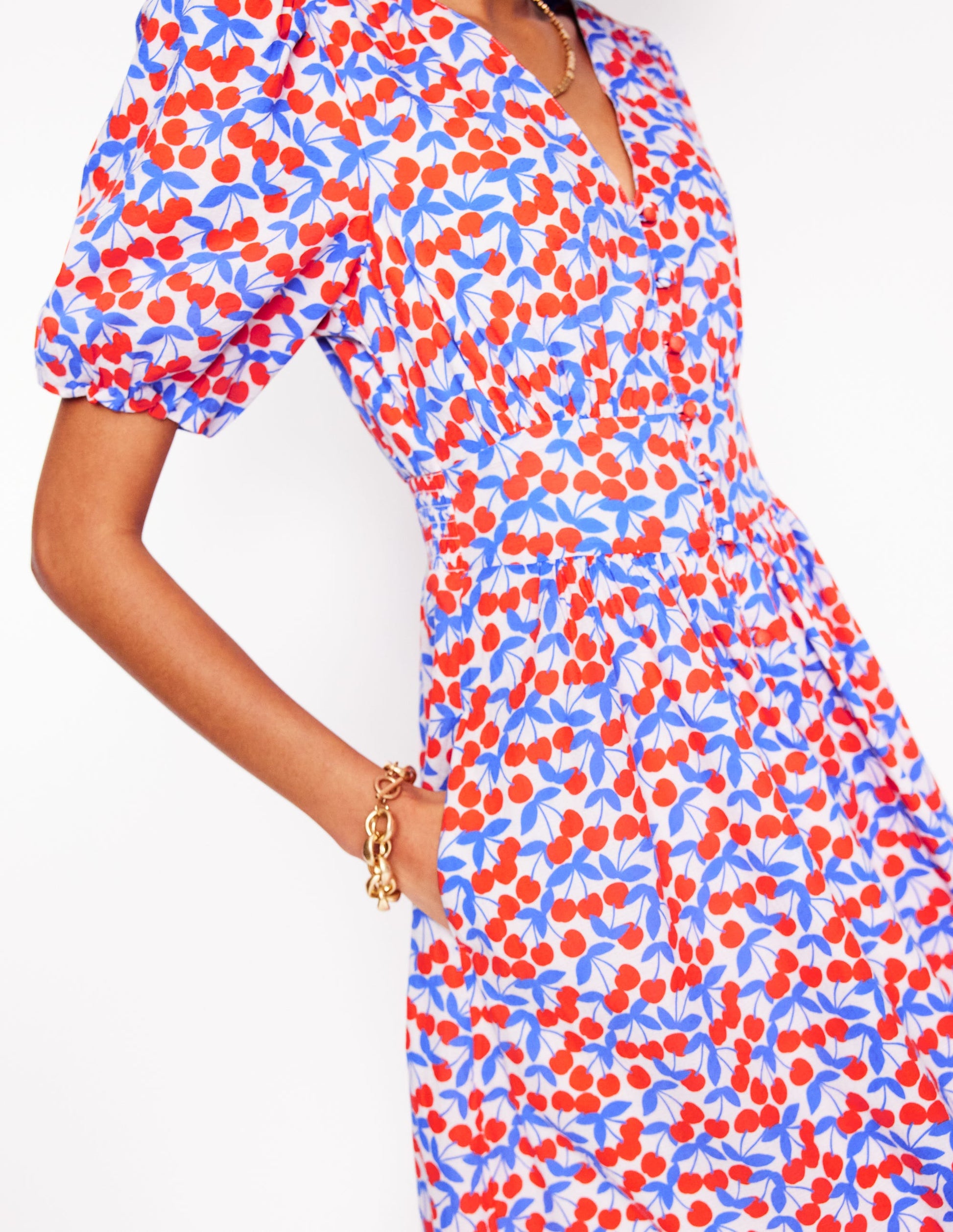 boden lillian cotton midi dress Lillian Cotton Midi Dress - Chalk Pink, Cherry Cascade