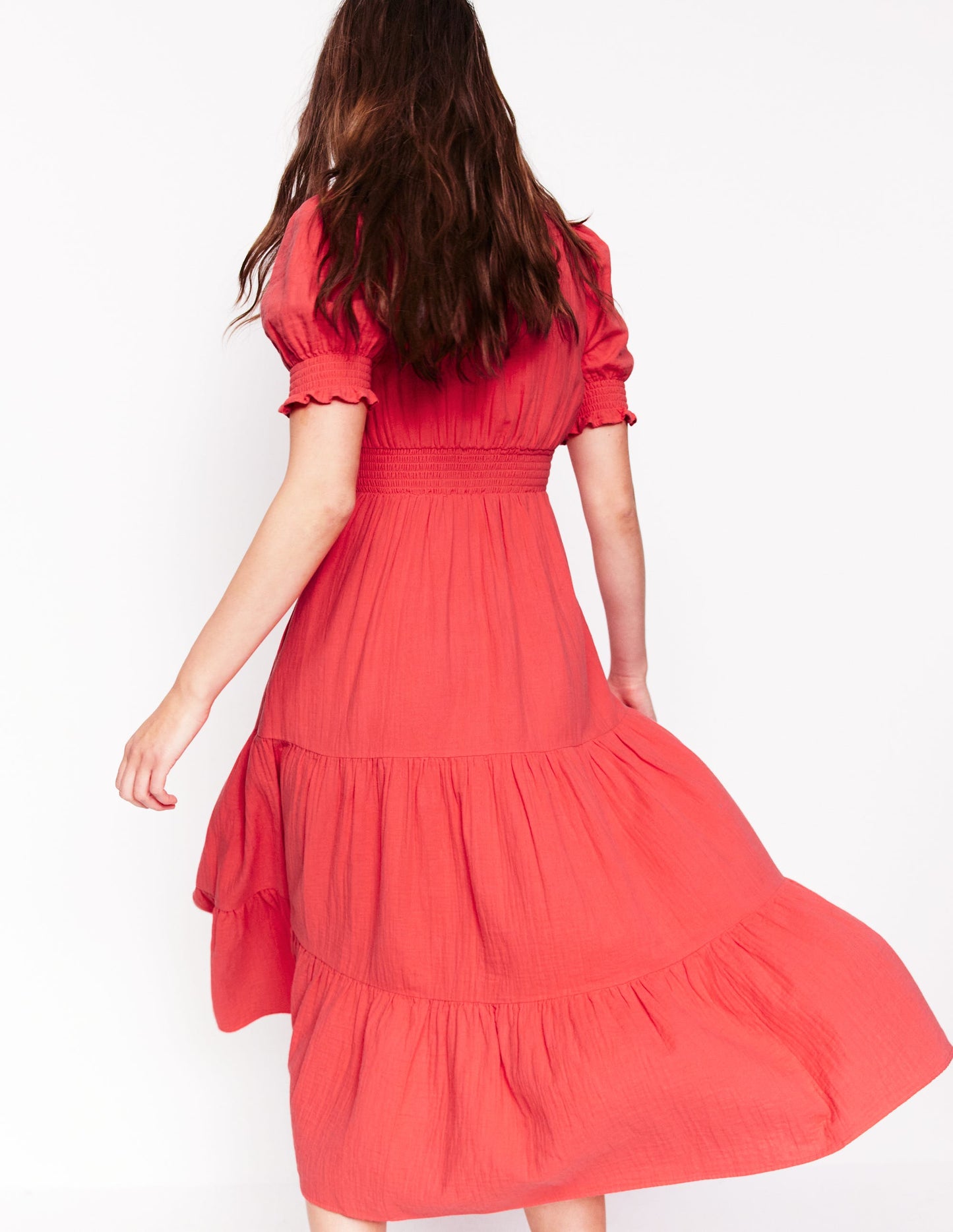 Anna Double Cloth Midi Dress-Jam Red