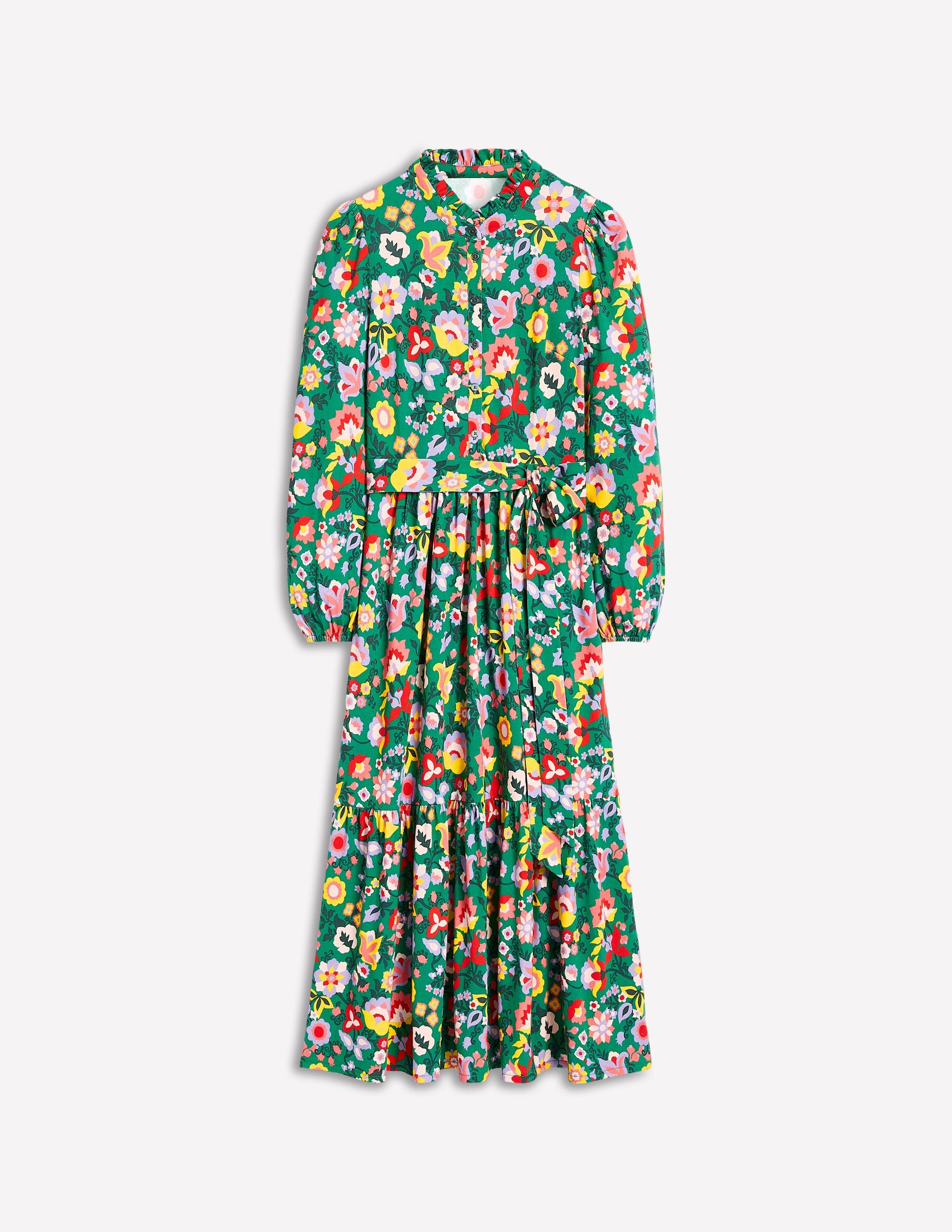Willow Tiered Jersey Dress-Forest Grass, Flourishing Vine | Boden Global Willow Tiered Jersey Dress-Forest Grass, Flourishing Vine | Boden Global