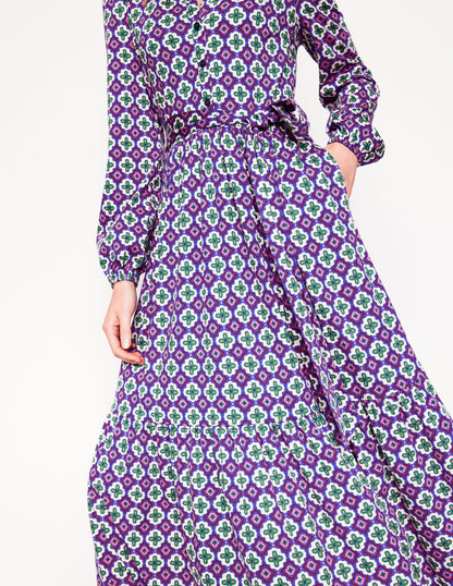 Willow Tiered Jersey Dress-Multi, Moroccan Diamond