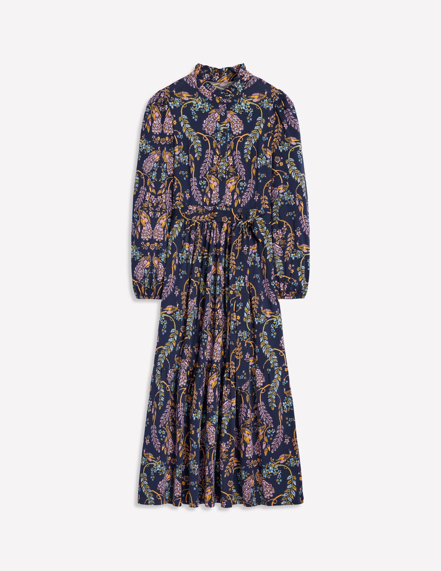 Willow Tiered Jersey Dress-French Navy,Enchanting Peacock