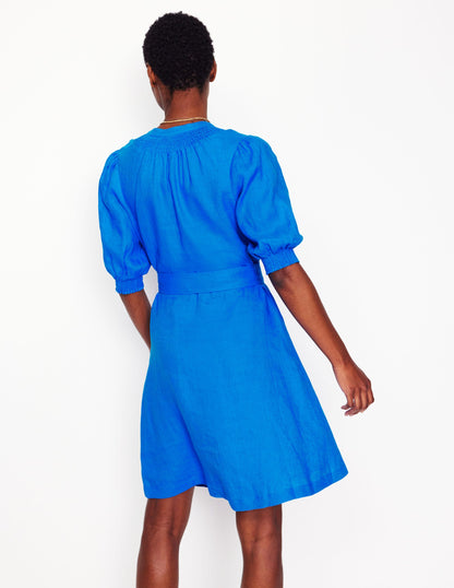 Ada Linen Short Dress-Cerulean blue