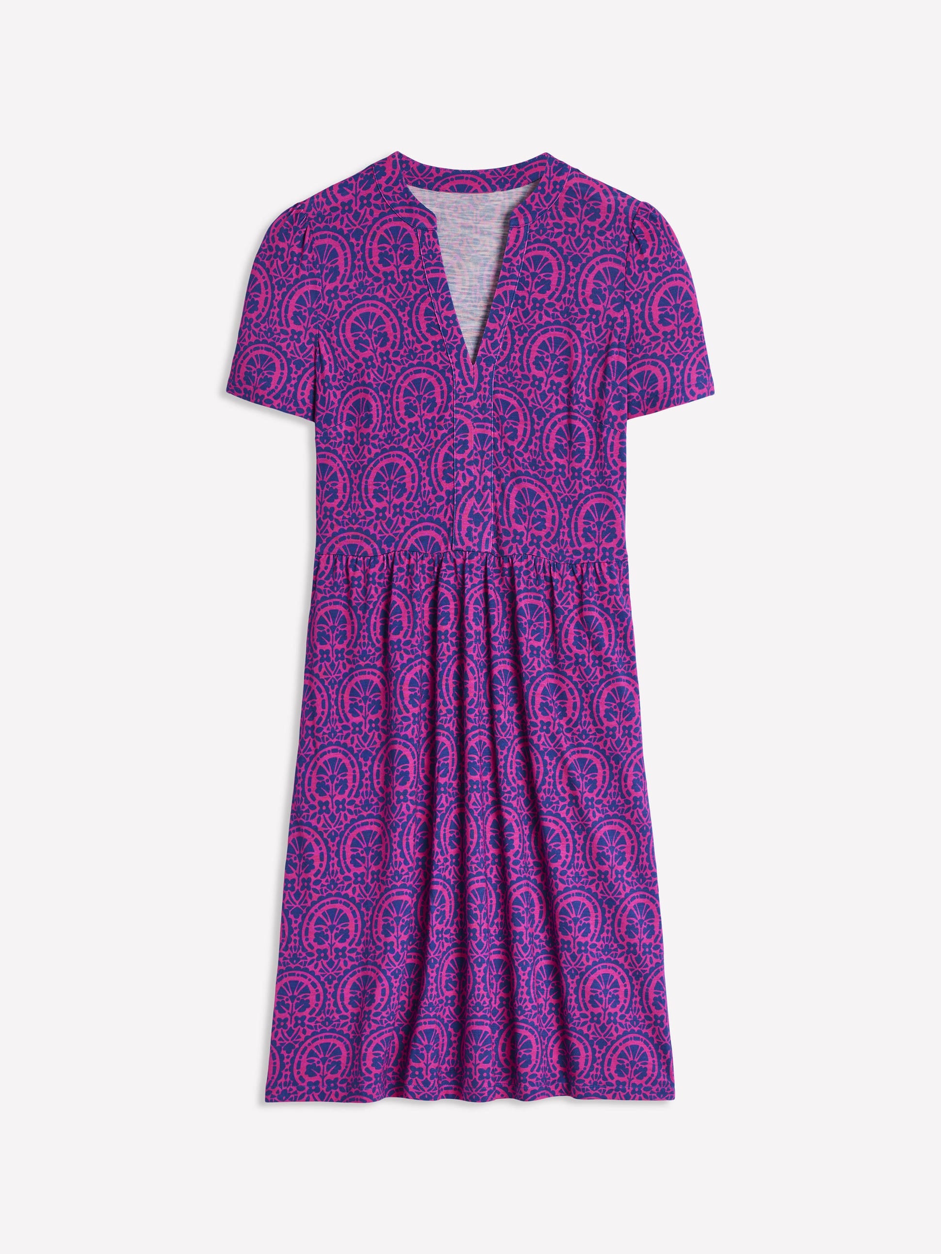 Naomi Short Sleeve Dress-Pink Peony Elaborate Stamp - Image 5