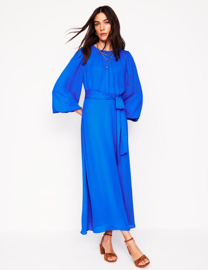 Blouson Sleeve Midi Dress-Gallery Blue