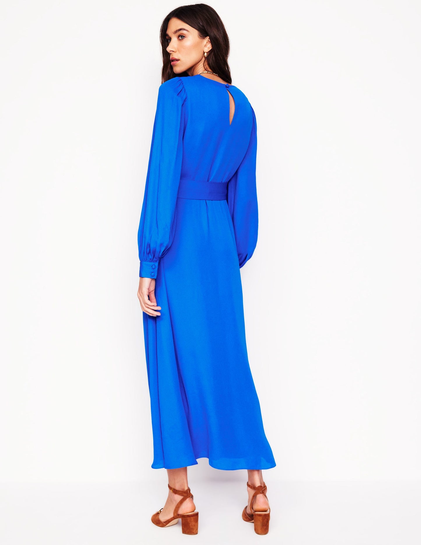 Blouson Sleeve Midi Dress-Gallery Blue