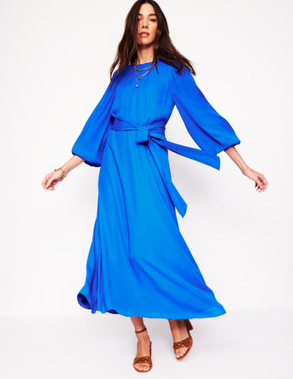 Blouson Sleeve Midi Dress-Gallery Blue