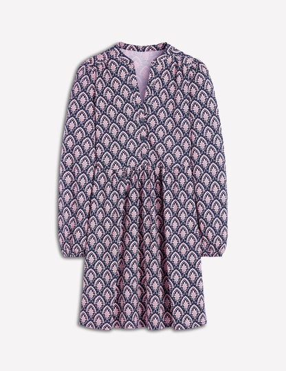 Amy Short Jersey Dress-French Navy, Petal Terrace-6