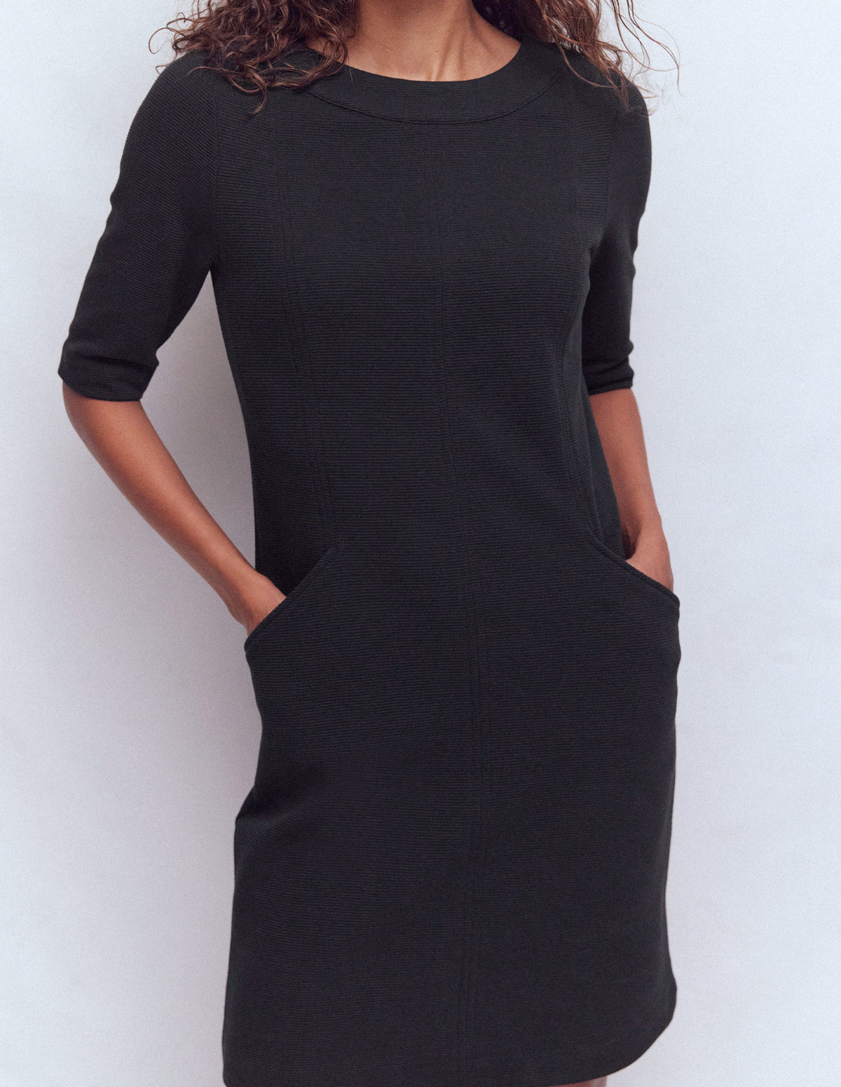 Nessa Ottoman Shift Dress-Black - Image 2