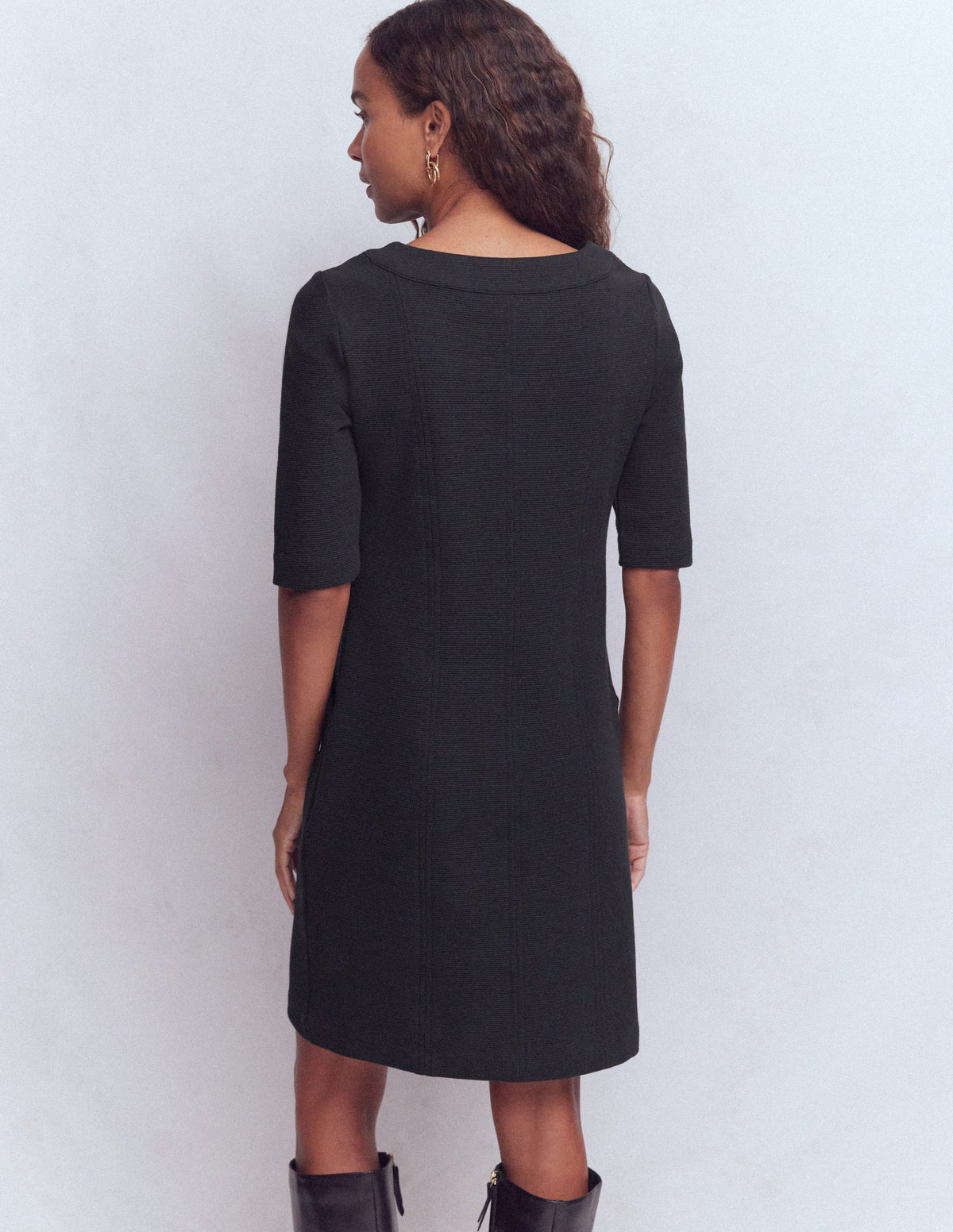 Nessa Ottoman Shift Dress-Black - Image 3