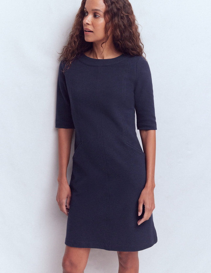 Nessa Ottoman Shift Dress-Navy