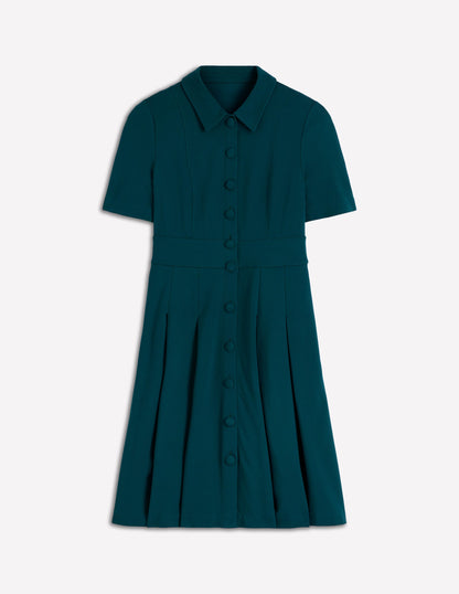 Bridget Ponte Short Dress-Midnight Teal-8