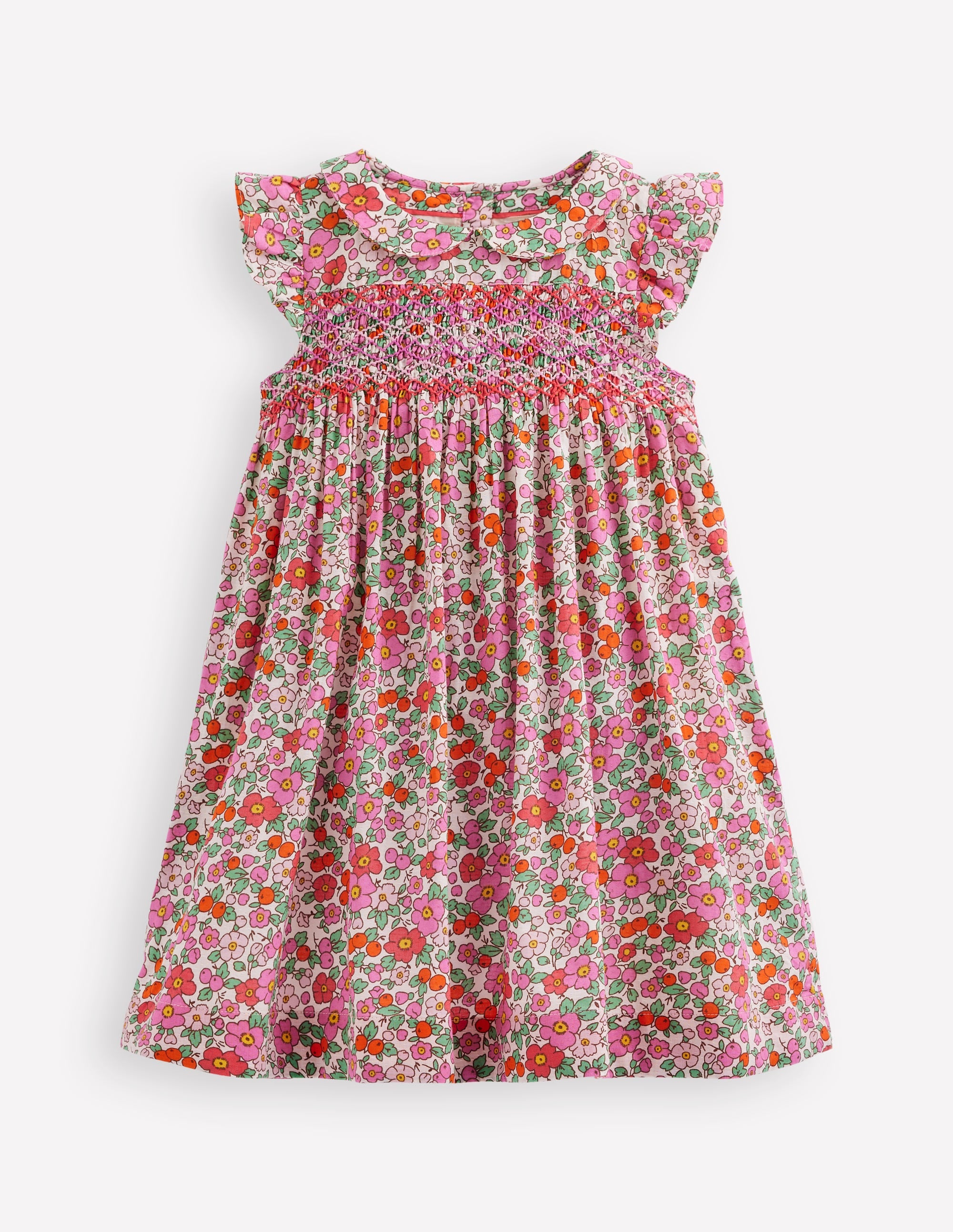 Adeline Smocked Dress-Pink Apple Blossom Floral - Image 1