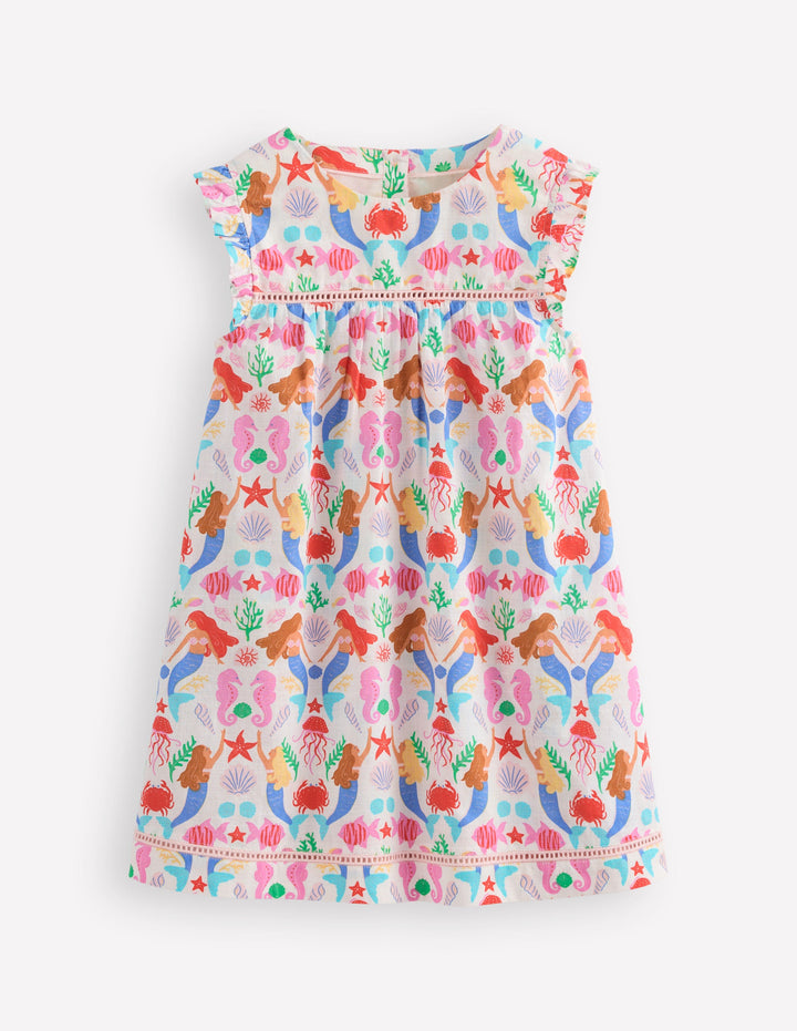 Celia Woven Holiday Dress-Ivory Mermaids