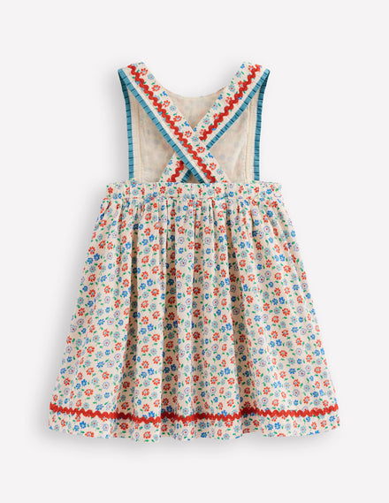 Pinafore Dress-Vanilla White Vintage Daisy