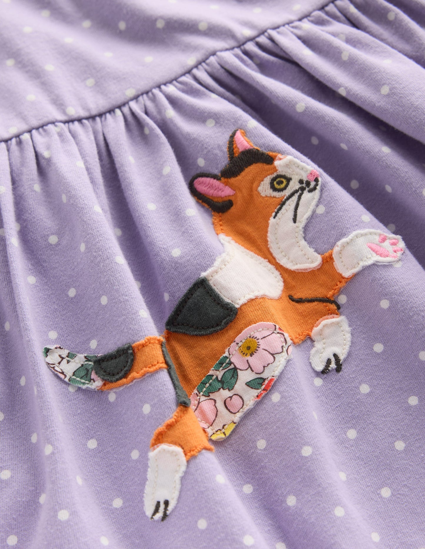 Jersey Applique Dress-Misty Lavender Cats