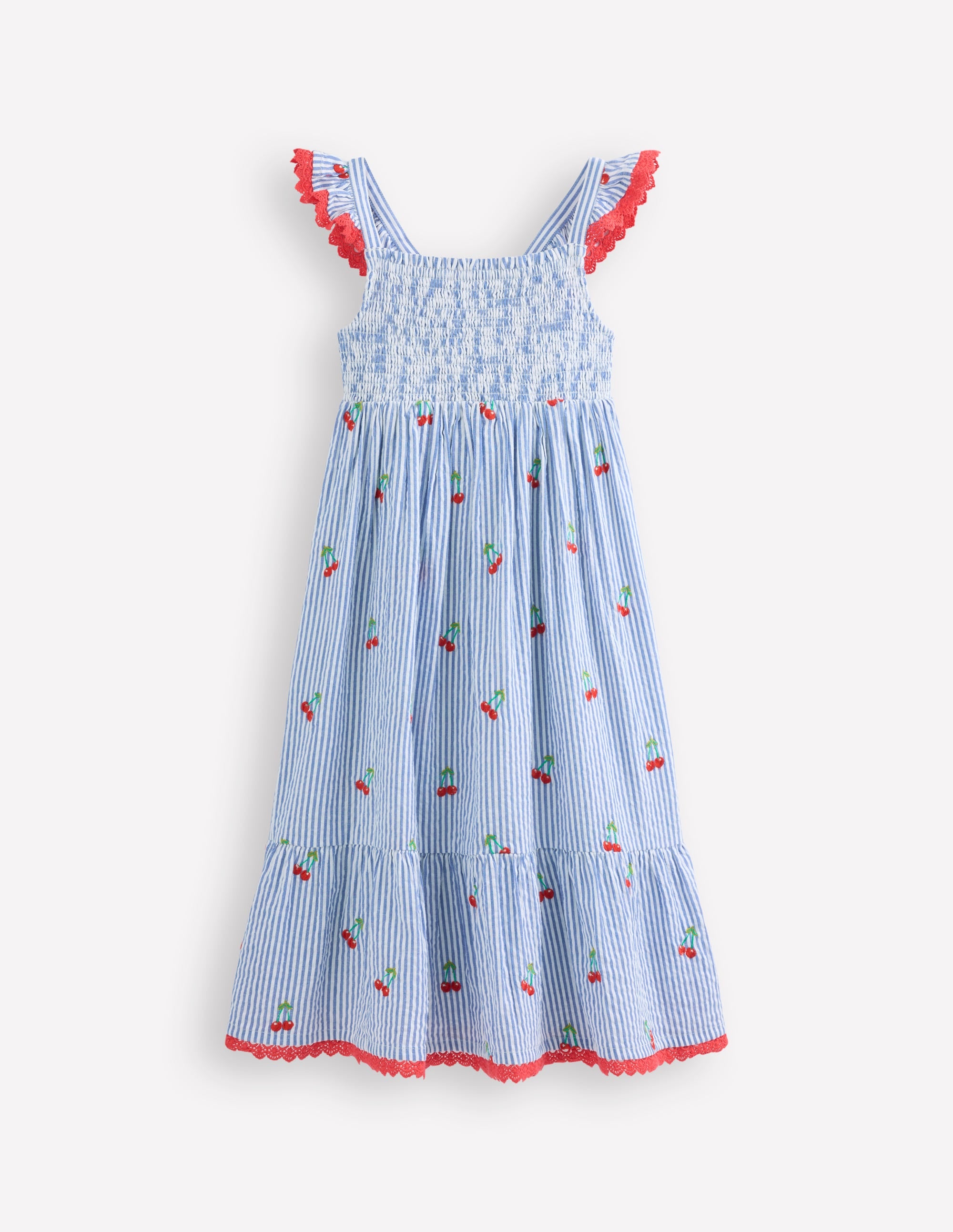 Luella Frill Maxi Sundress-Blue/White Cherries - Image 1