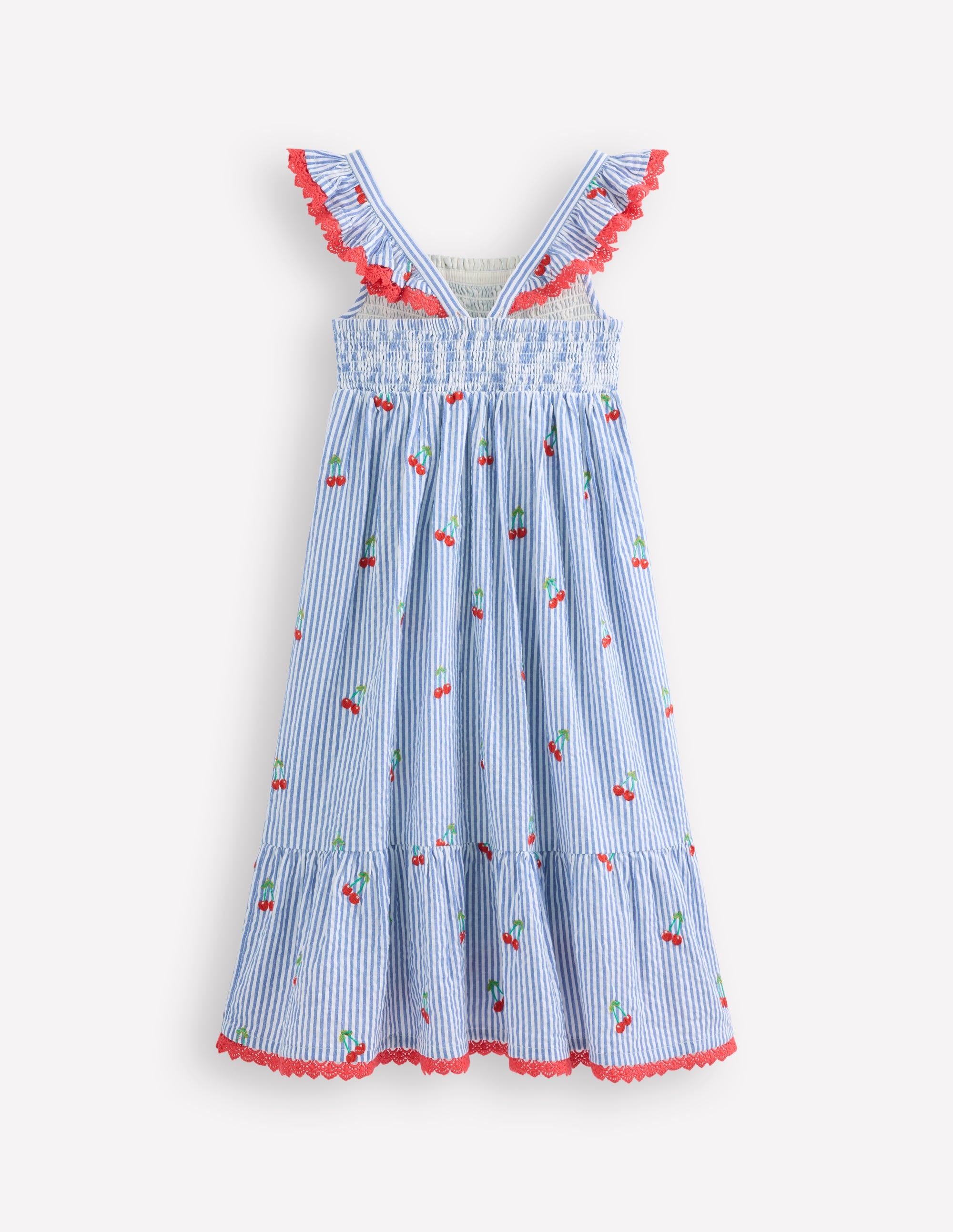 Luella Frill Maxi Sundress-Blue/White Cherries - Image 2