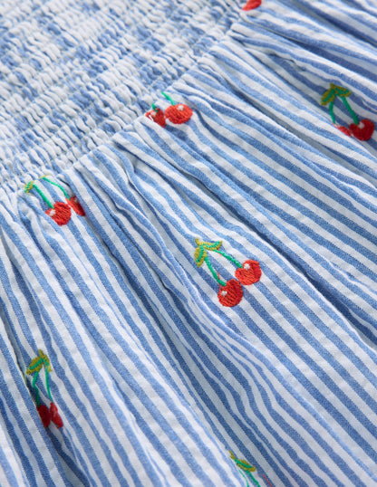 Luella Frill Maxi Sundress-Blue/White Cherries