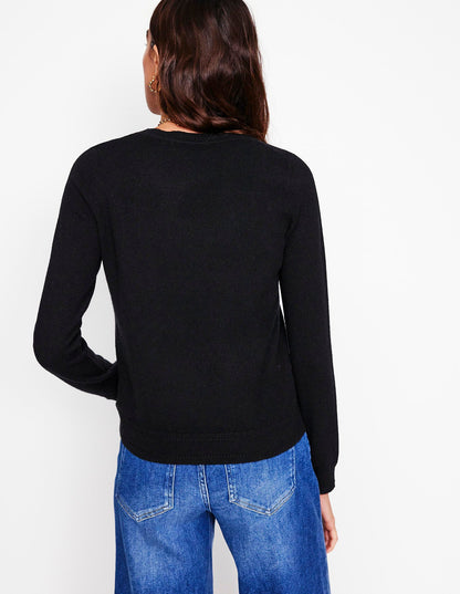 Eva Cashmere Crew Neck Jumper-Black-3