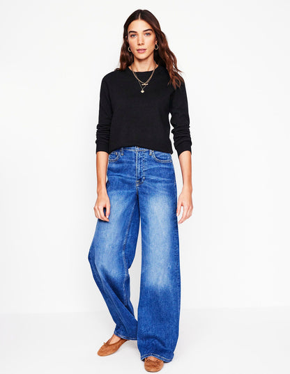 Eva Cashmere Crew Neck Jumper-Black-4