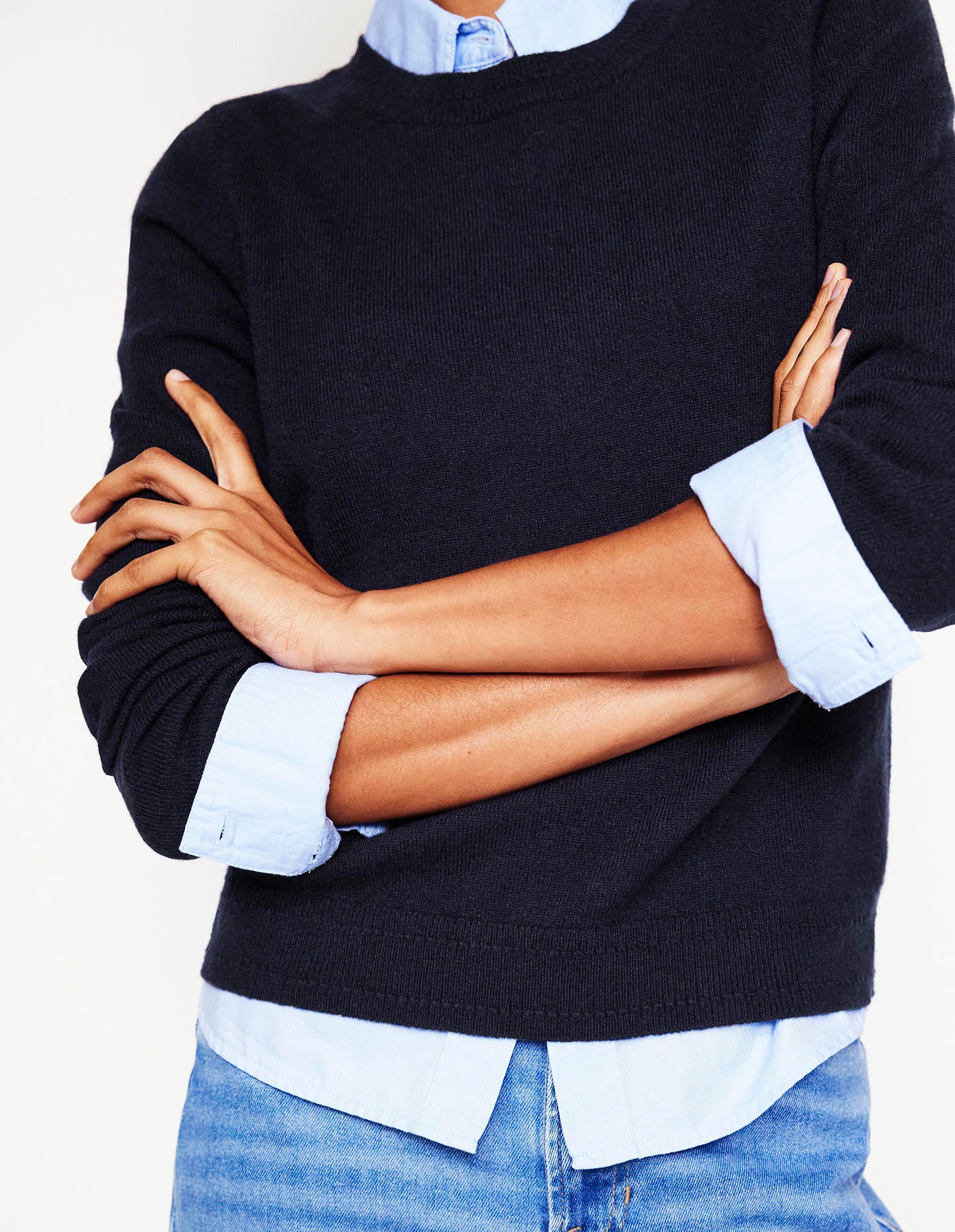 Eva Cashmere Crew Neck Jumper-Navy - Image 2