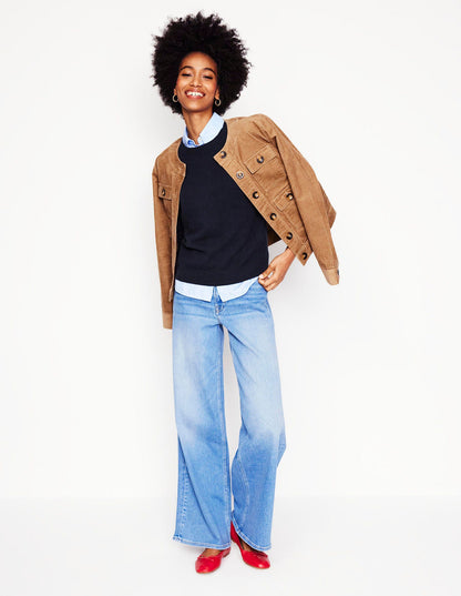 Eva Cashmere Crew Neck Jumper-Navy-4