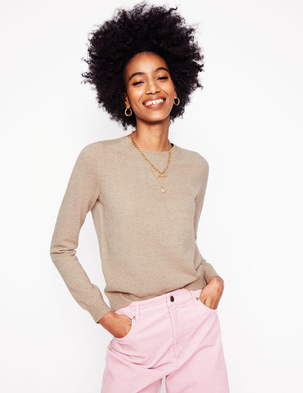 Eva Cashmere Crew Neck Jumper-Chinchilla Melange