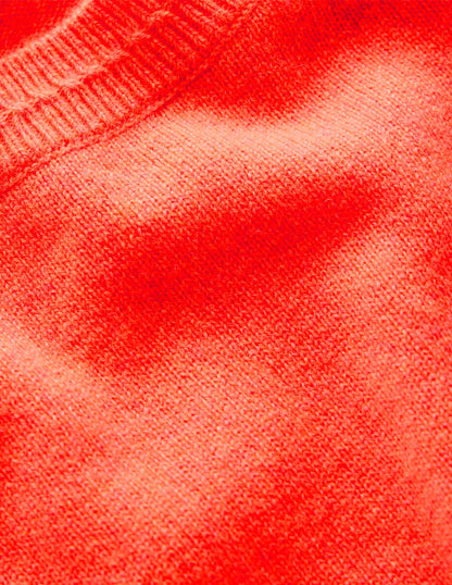 Eva Cashmere Crew Neck Jumper-Fiery Orange Melange-6