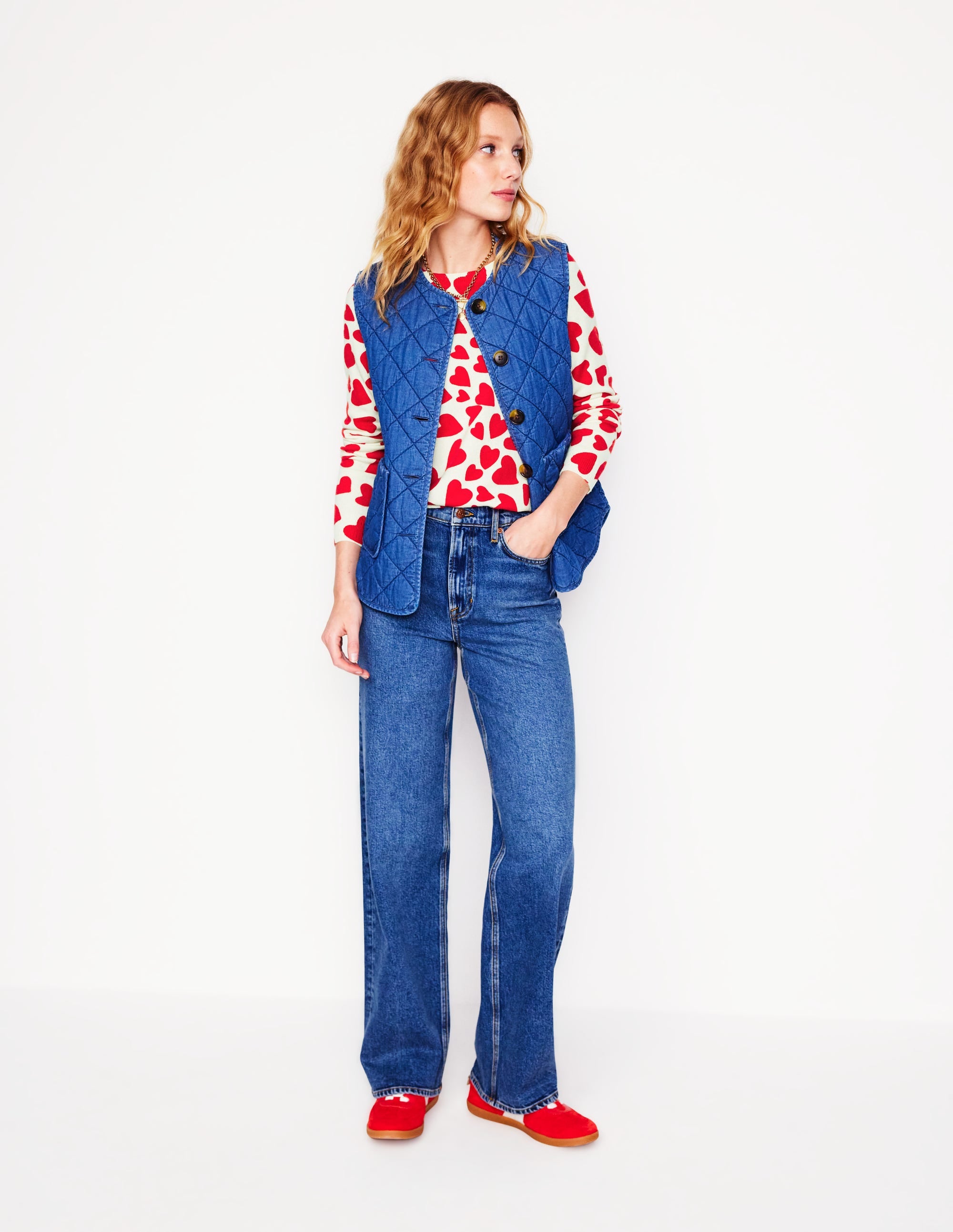 Eva Cashmere Crew Neck Jumper-Ivory, Heart Cluster - Image 5
