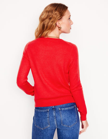 Eva Cashmere Crew Neck Jumper-Strawberry Tart Red