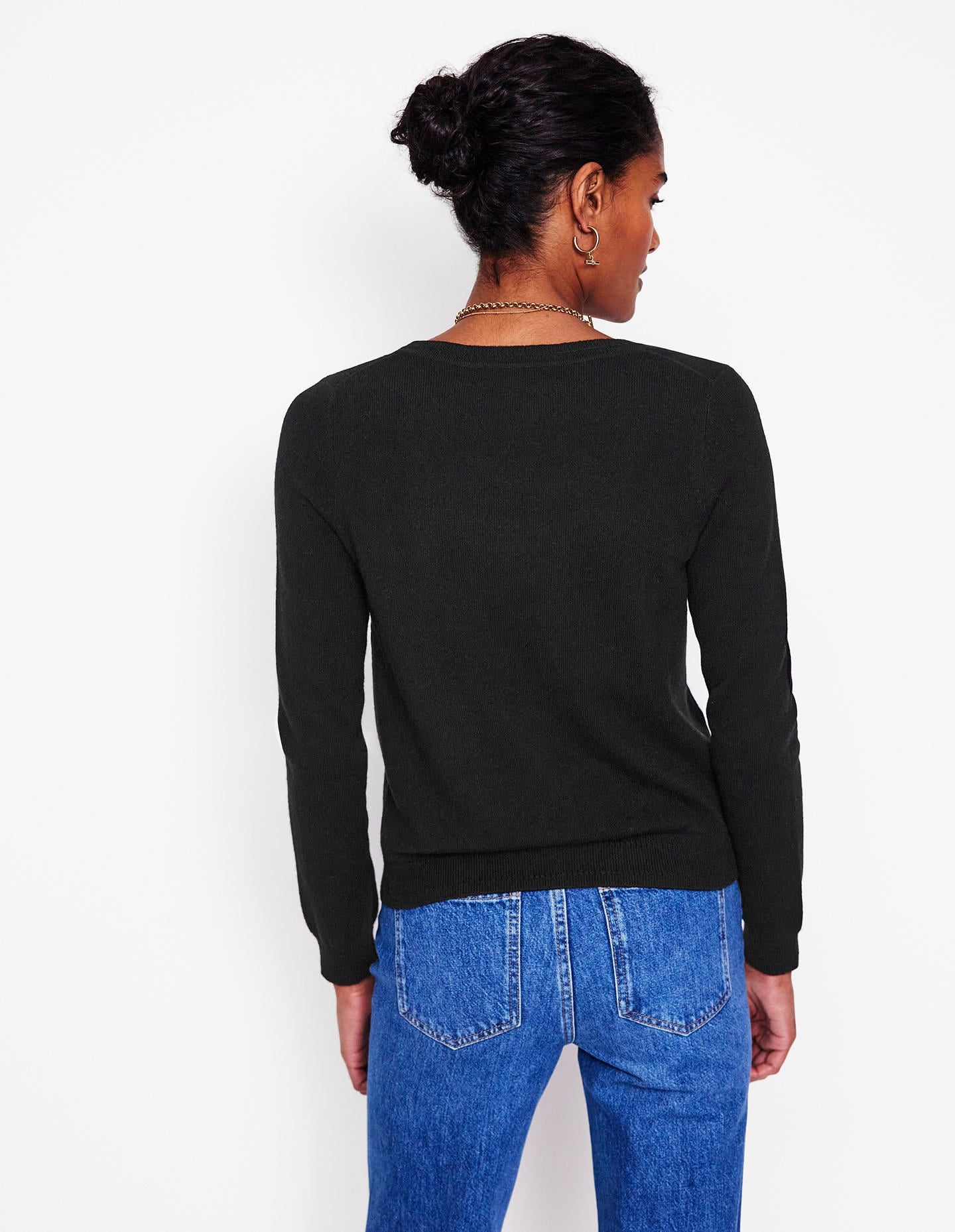 Eva Cashmere V-neck Jumper-Black