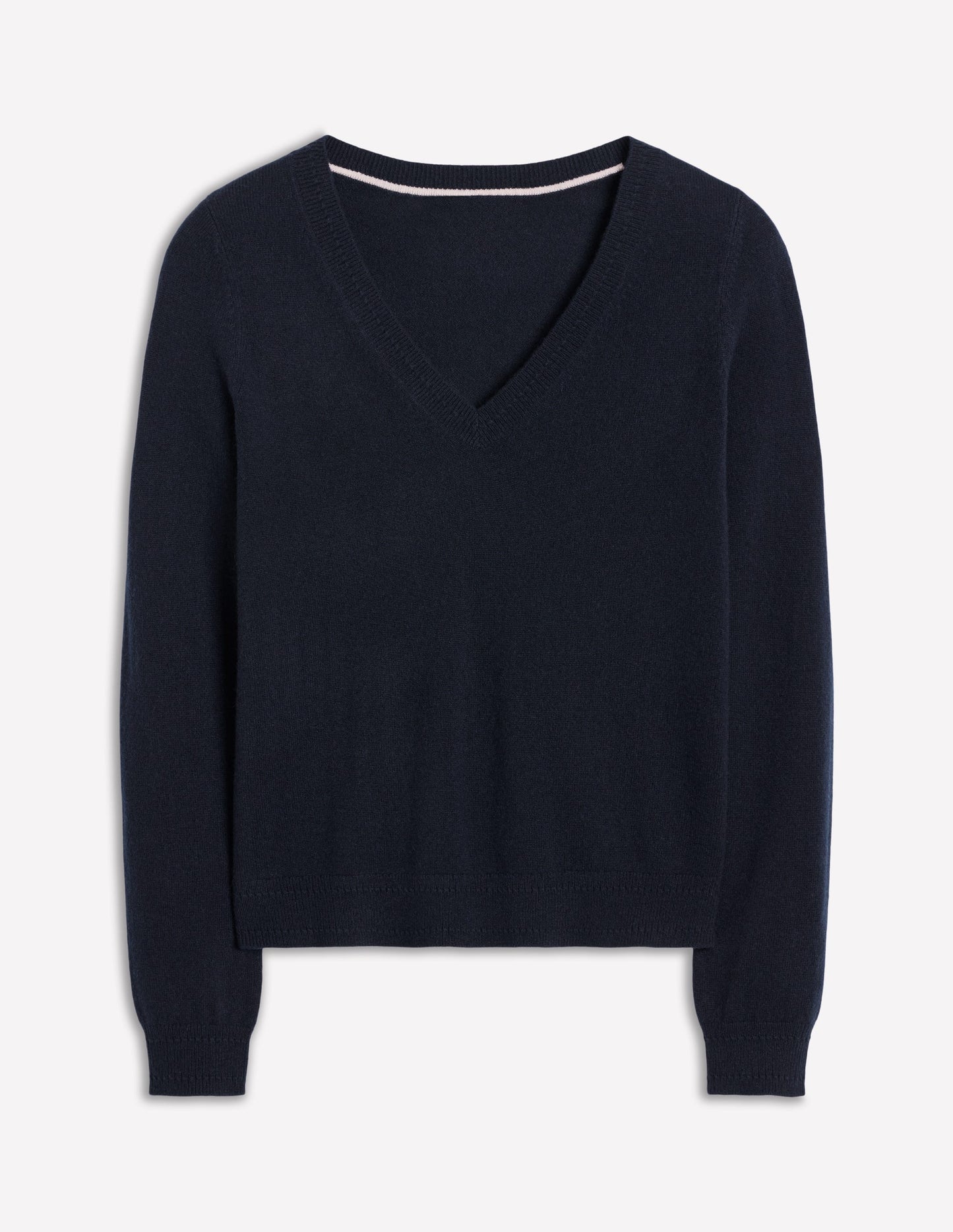 Eva Cashmere V-Neck Jumper-Navy