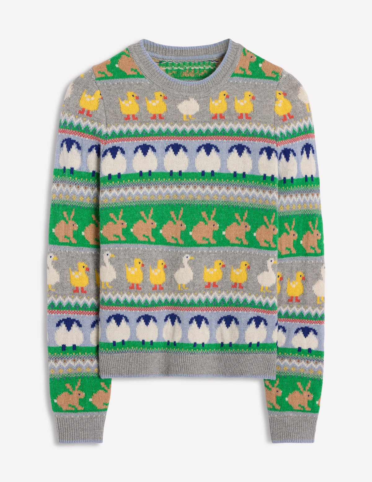 Edie Fair Isle Jumper-Grey Melange, Animal - Image 6