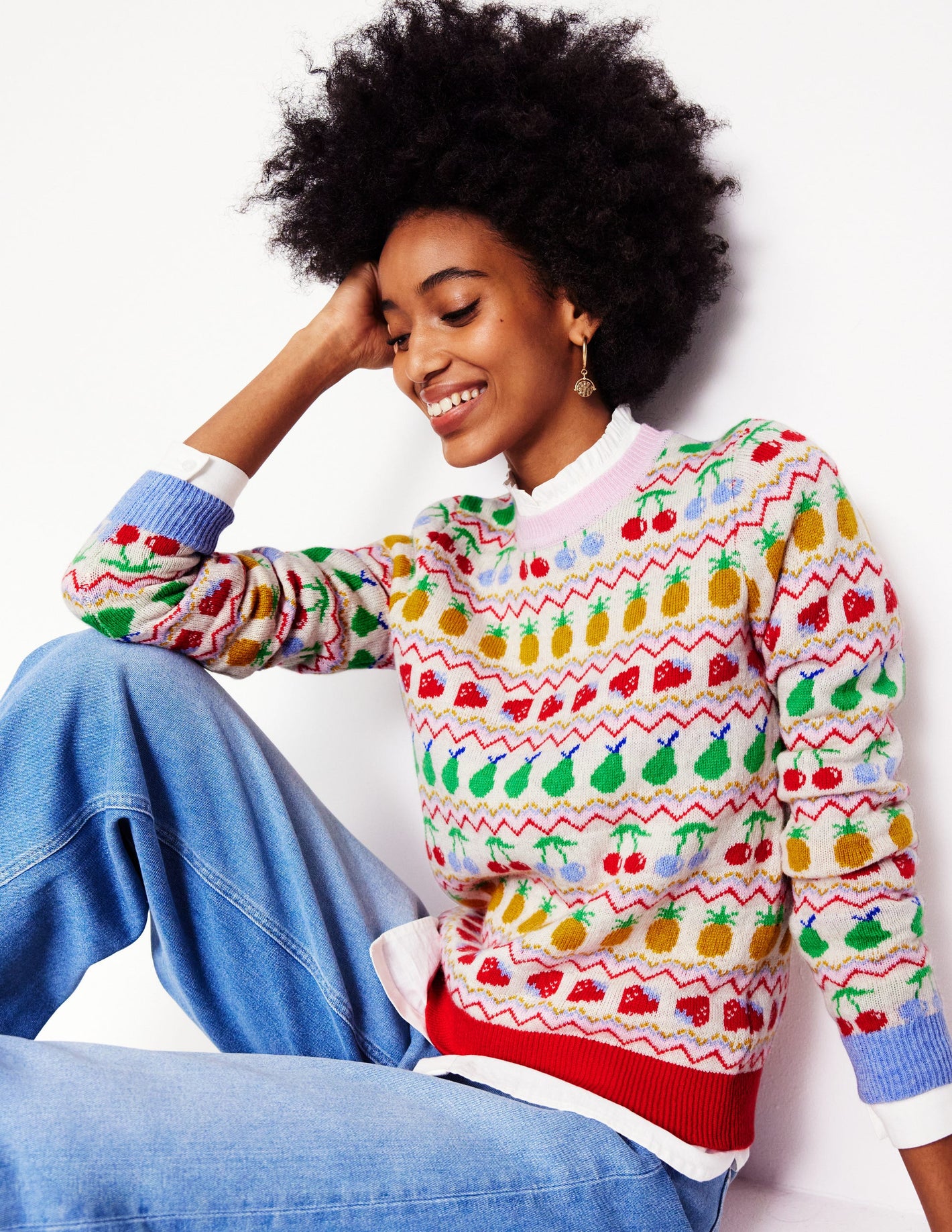 Edie Fair Isle Jumper-Ecru Marl, Fruit