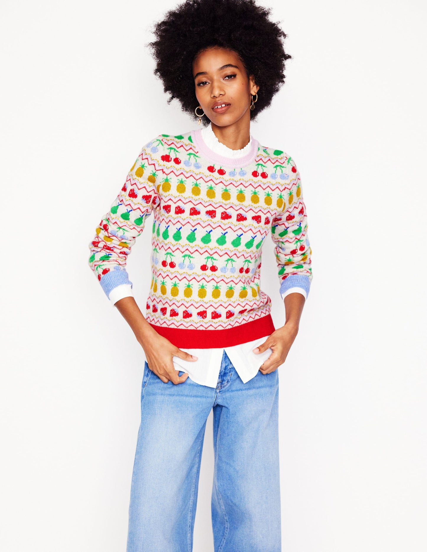 Edie Fair Isle Jumper-Ecru Marl, Fruit