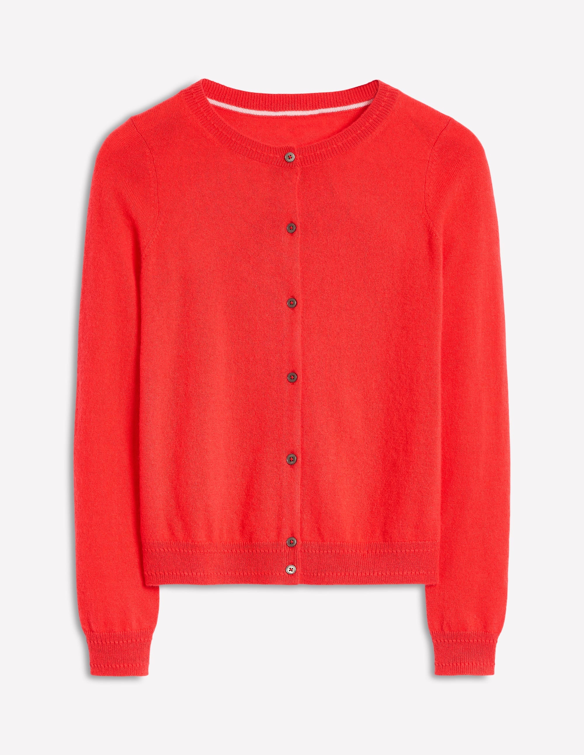 Eva Cashmere Crew Cardigan-Strawberry Tart Red - Image 5