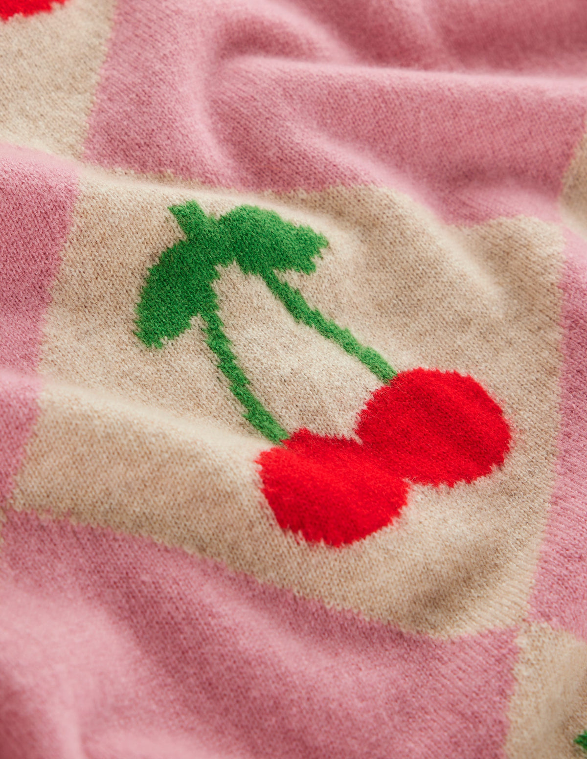 Lydia Cashmere Jumper-Pink, Cherry Argyle - Image 10