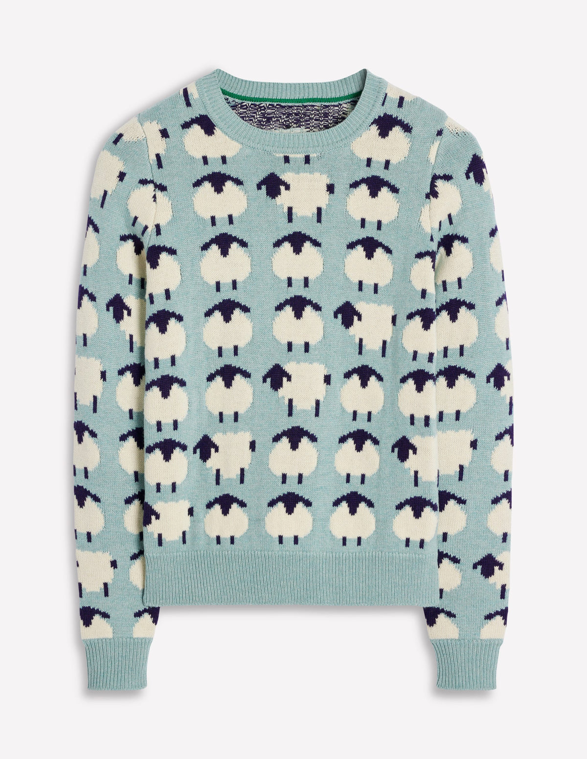 Heather Jacquard Jumper-Seamist Blue, Sheep - Image 6