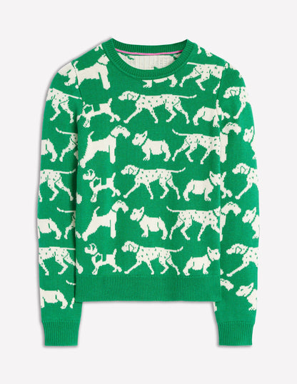 Heather Jacquard Jumper-Sapling Green, Dogs