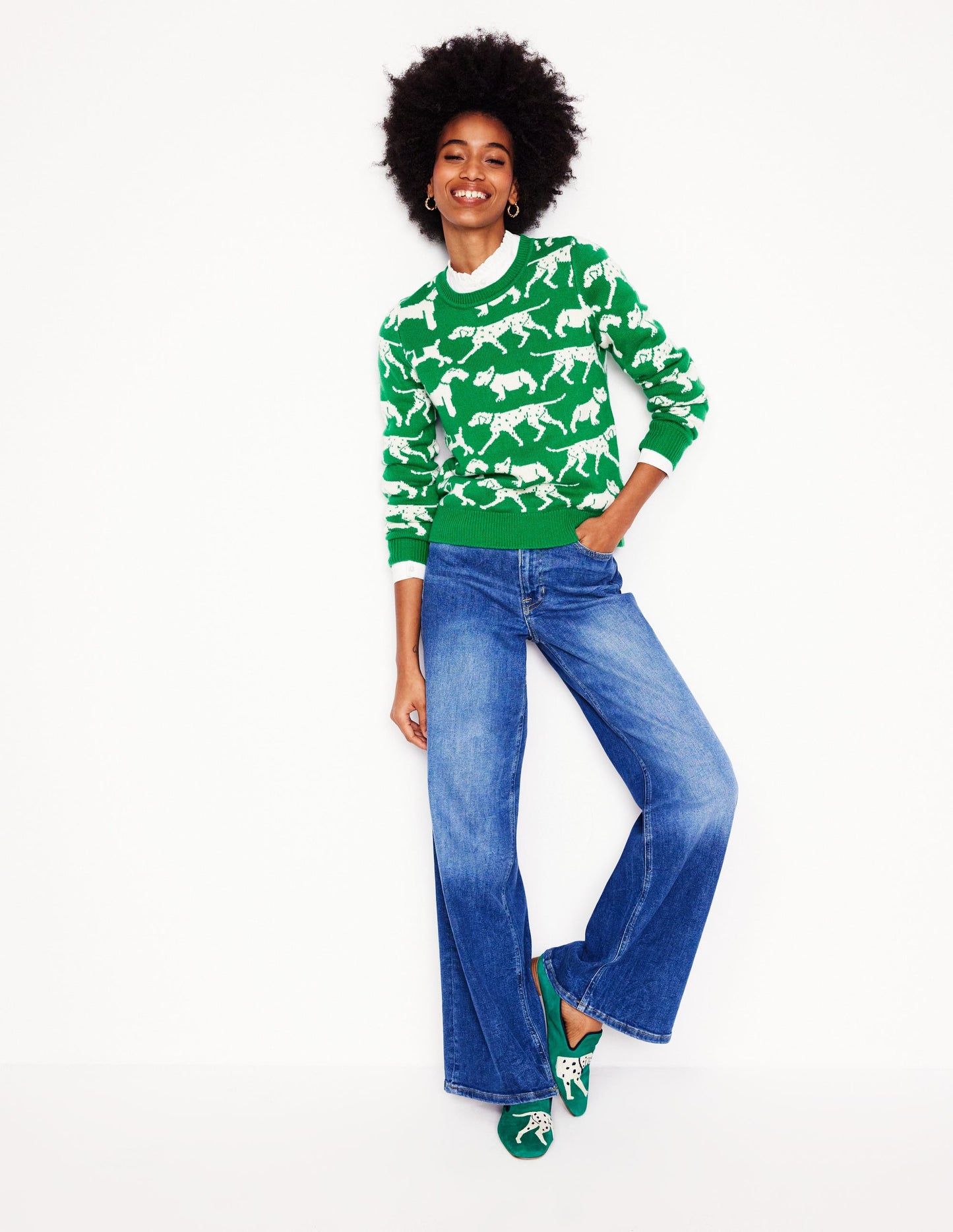 Heather Jacquard Jumper-Sapling Green, Dogs