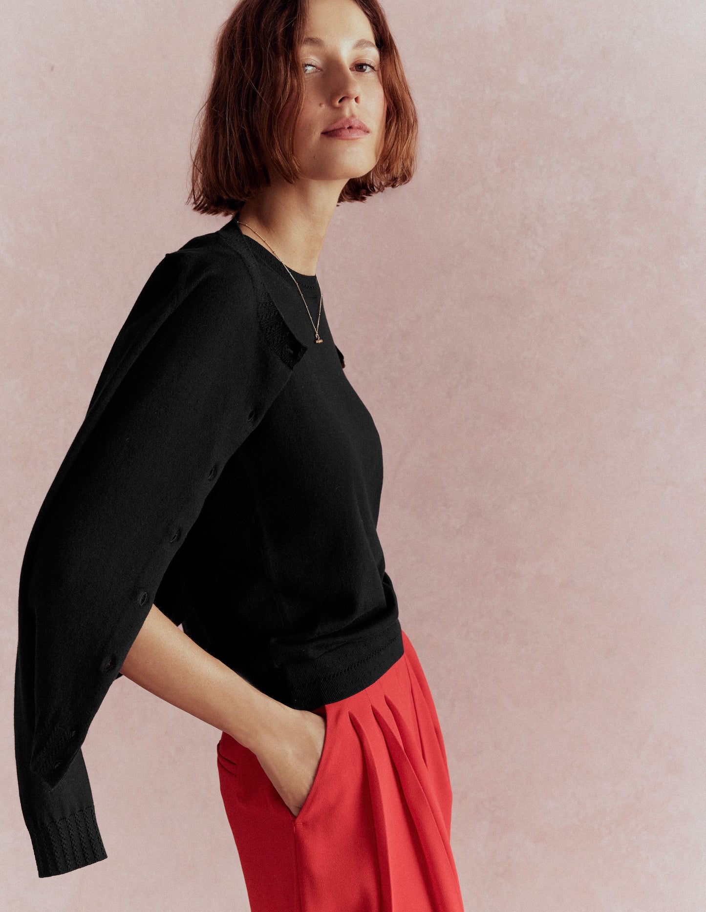 Catriona Crew Neck Cotton Tank-Black