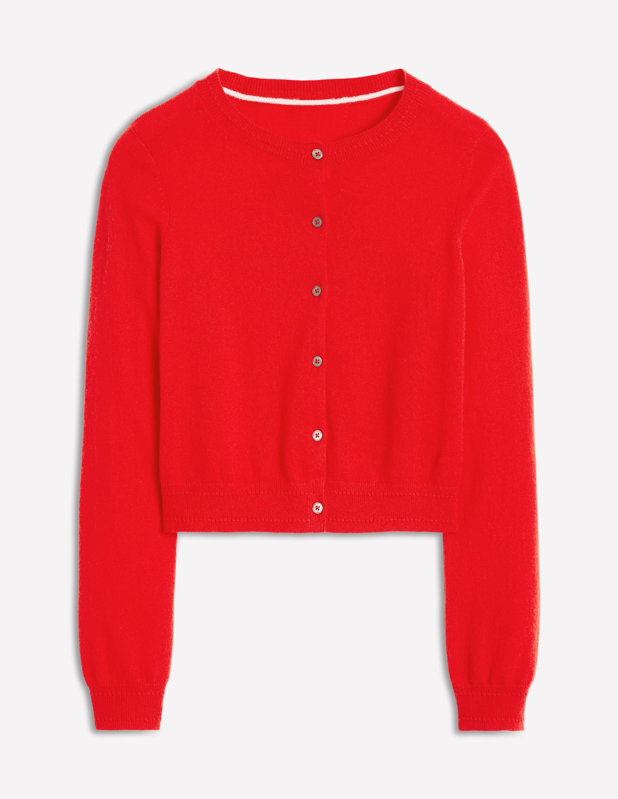 Eva Cashmere Cropped Cardigan-Poppy Red - Image 5