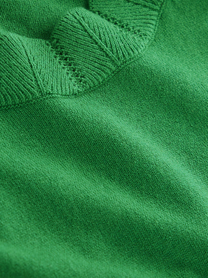 Imi Scallop Trim Jumper-Rich Emerald