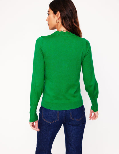 Imi Scallop Trim Jumper-Rich Emerald