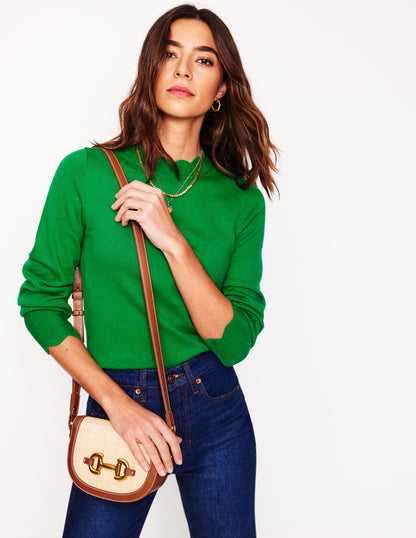 Imi Scallop Trim Jumper-Rich Emerald