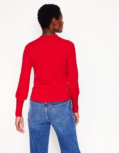 Imi Scallop Trim Jumper-Strawberry Tart  Red