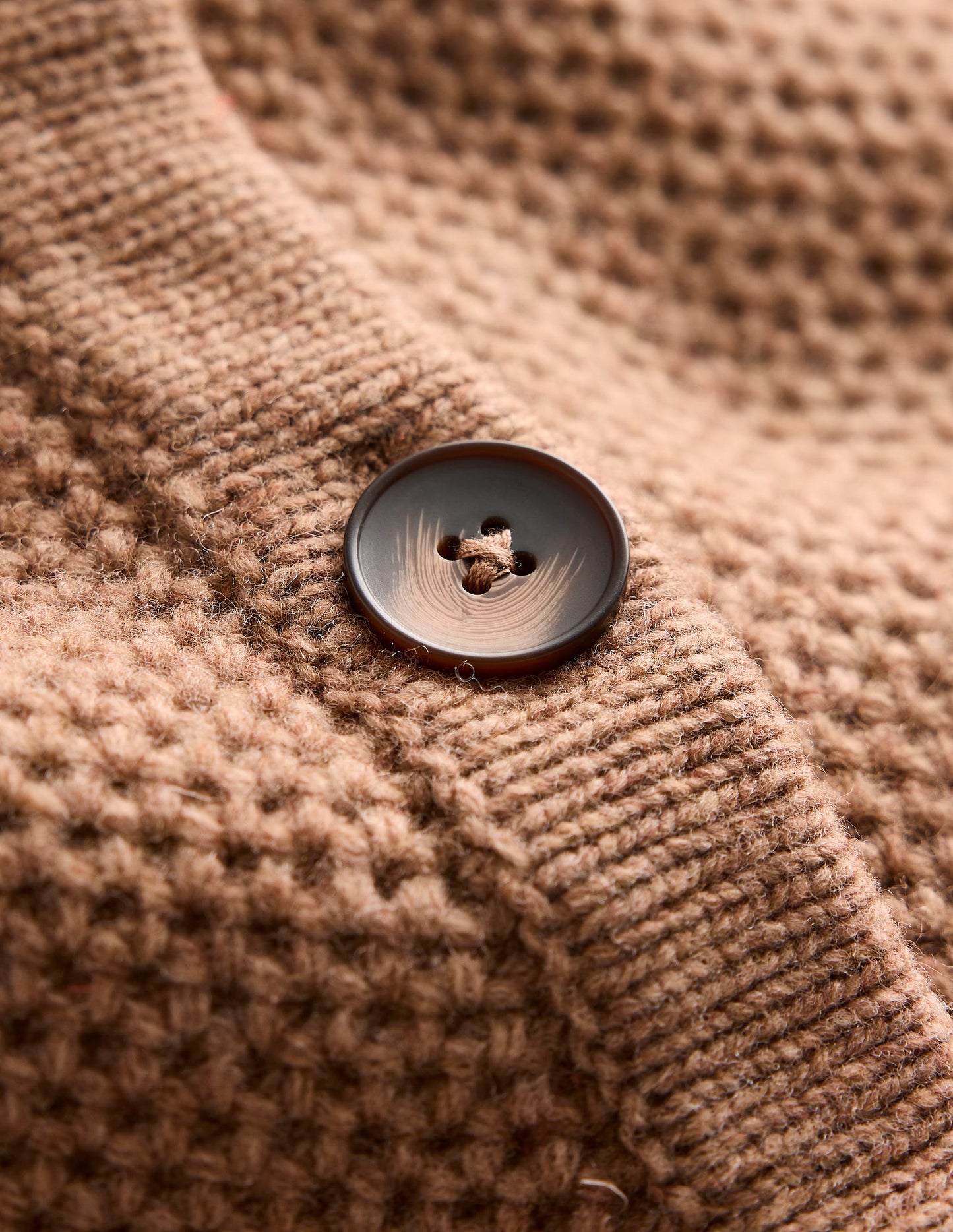 Textured Stitch Cardigan-Praline Brown